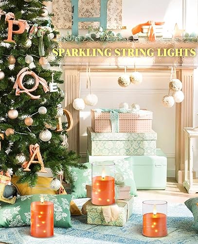 Miniatura 6 de Velas intermitentes sin llama con cadena de luz, velas LED empotradas, velas de plexiglás indestructibles con control remoto, juego de 3, color