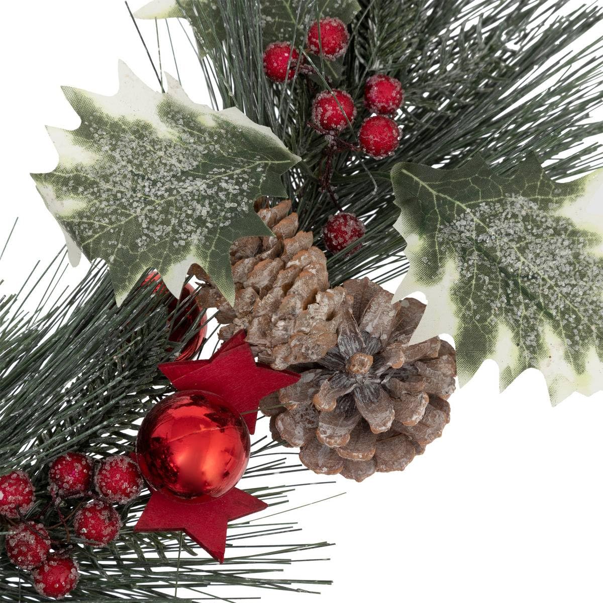 Valery Madelyn Kerstslinger met 20 leds, timerlampen en dennenappels