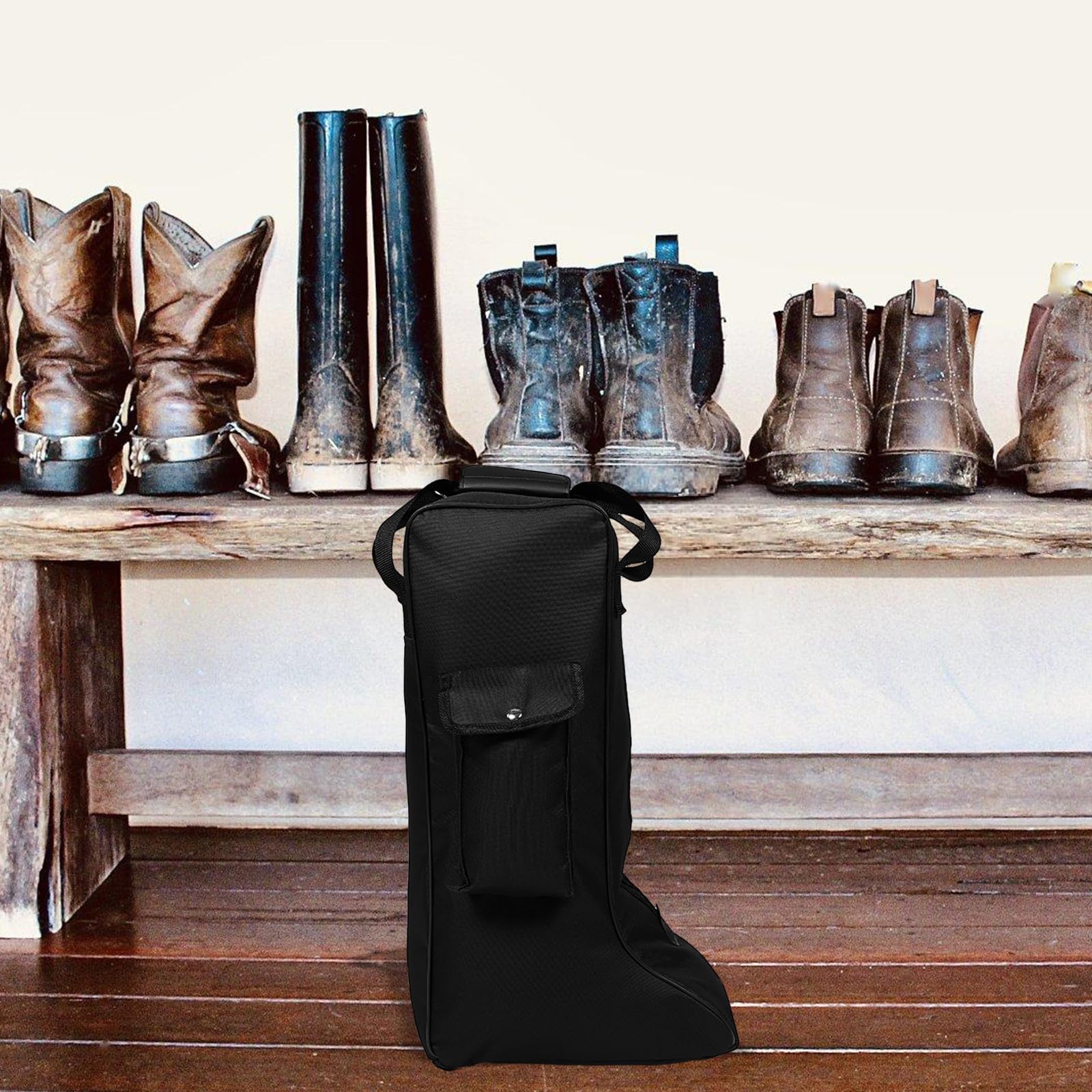 Healvian Borsa per Stivali da Equitazione, Borsa Stivali Alti Oxford, Tasca Frontale, Nero, per Riding Boots e Tall Boots, per Escursionismo e Sci