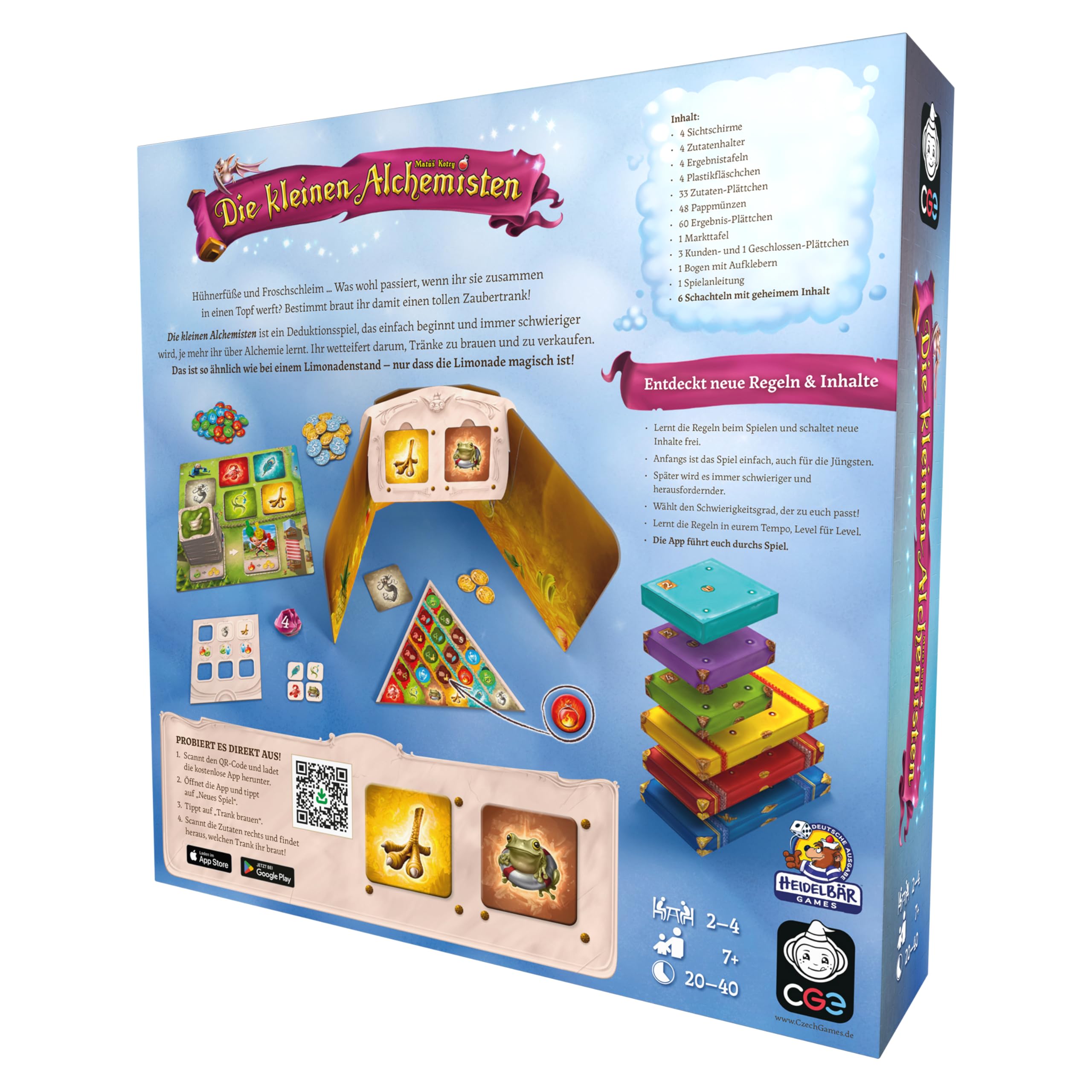 CGE Czech Games Edition Los pequeños alquimistas – Juego de Mesa Familiar con Elementos de Rompecabezas – Juego de deducción con aplicación Gratuita de acompañamiento para un Comienzo