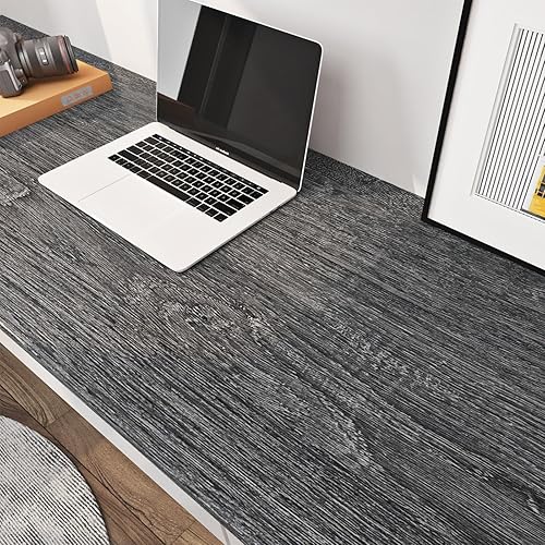 Miniatura 5 de FunStick Thick Grey Natural Wood Contact Paper for Cabinets Countertops Waterproof Wood Wallpaper Peel and Stick Countertops for Kitchen Wallpaper