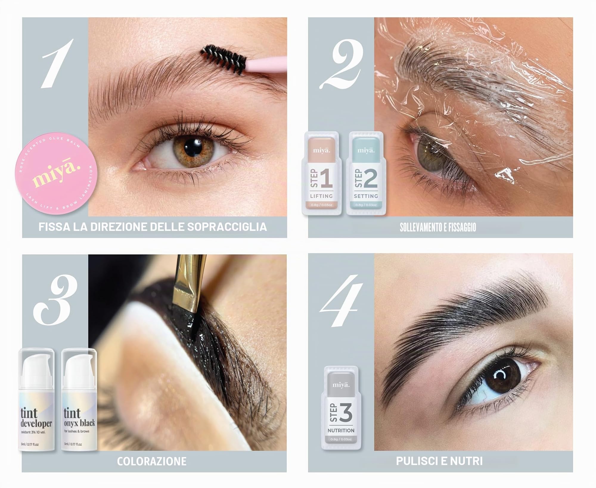 MIYA CIGLIA | Kit per laminazione ciglia e sopracciglia con tinta | Colore nero | Kit per il lifting di ciglia e sopracciglia con tinta | Kit per permanente ciglia e sopracciglia fai da te | Risultat