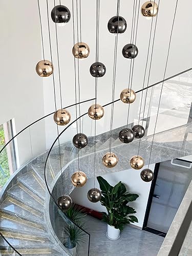 Candelabro LED de cristal para escaleras, lámparas de techo grandes para techos altos, entrada, lámpara de iluminación moderna para villas y