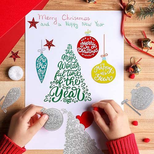 Miniatura 7 de 4 troqueles de Navidad para hacer tarjetas, árboles de Navidad, troqueles de metal, palabras de Navidad, troqueles de corte, troqueles de feliz año