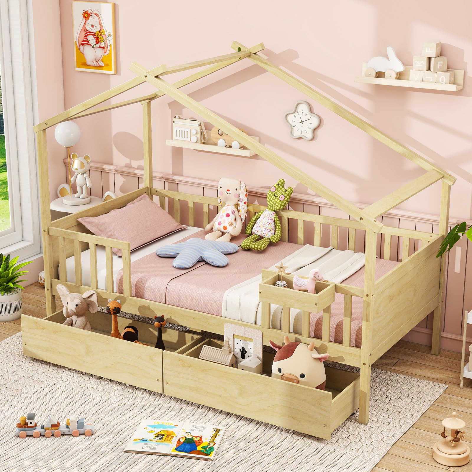 Giantex House Bed Drawers