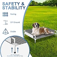 Vista 3 de Cama elevada para perros con valla de 3 lados, cama elevada para mascotas con patas antideslizantes, sofá elevado duradero para perros medianos, uso