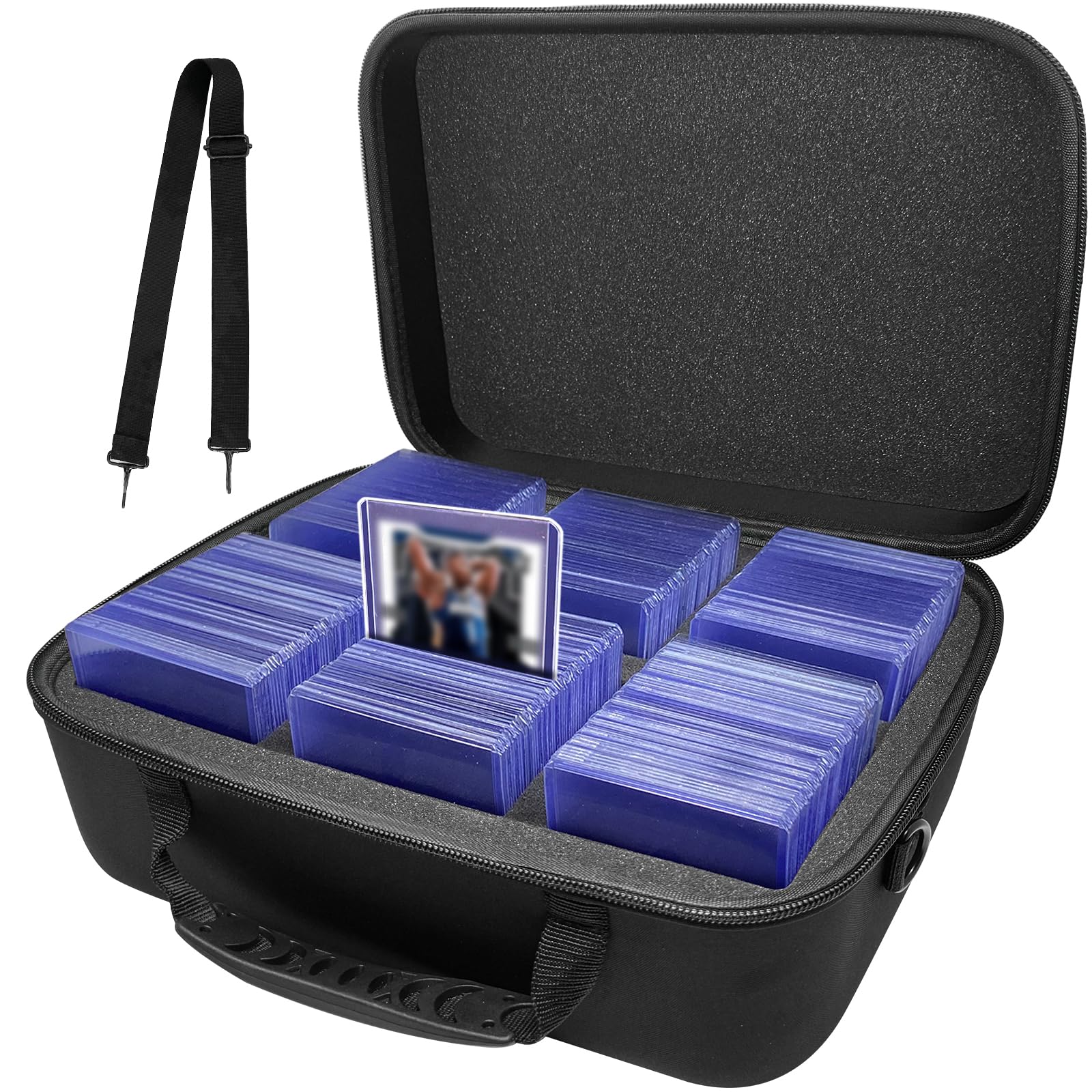 Toploaders Storage Box, Toploaders Case Holds 300 35pt Toploaders,Top Loader Organizer for 3" x 4" Rigid Card Holders for Sports & Trading Cards, Top loader Case with Removable Thick Foam Slots