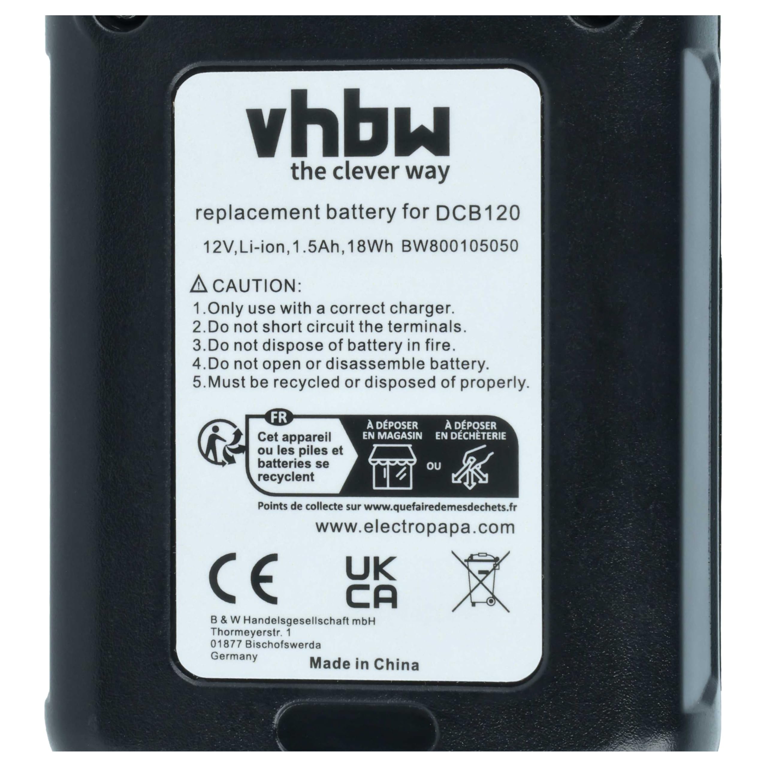 vhbw 2X Batterie Remplacement pour Dewalt DCB127