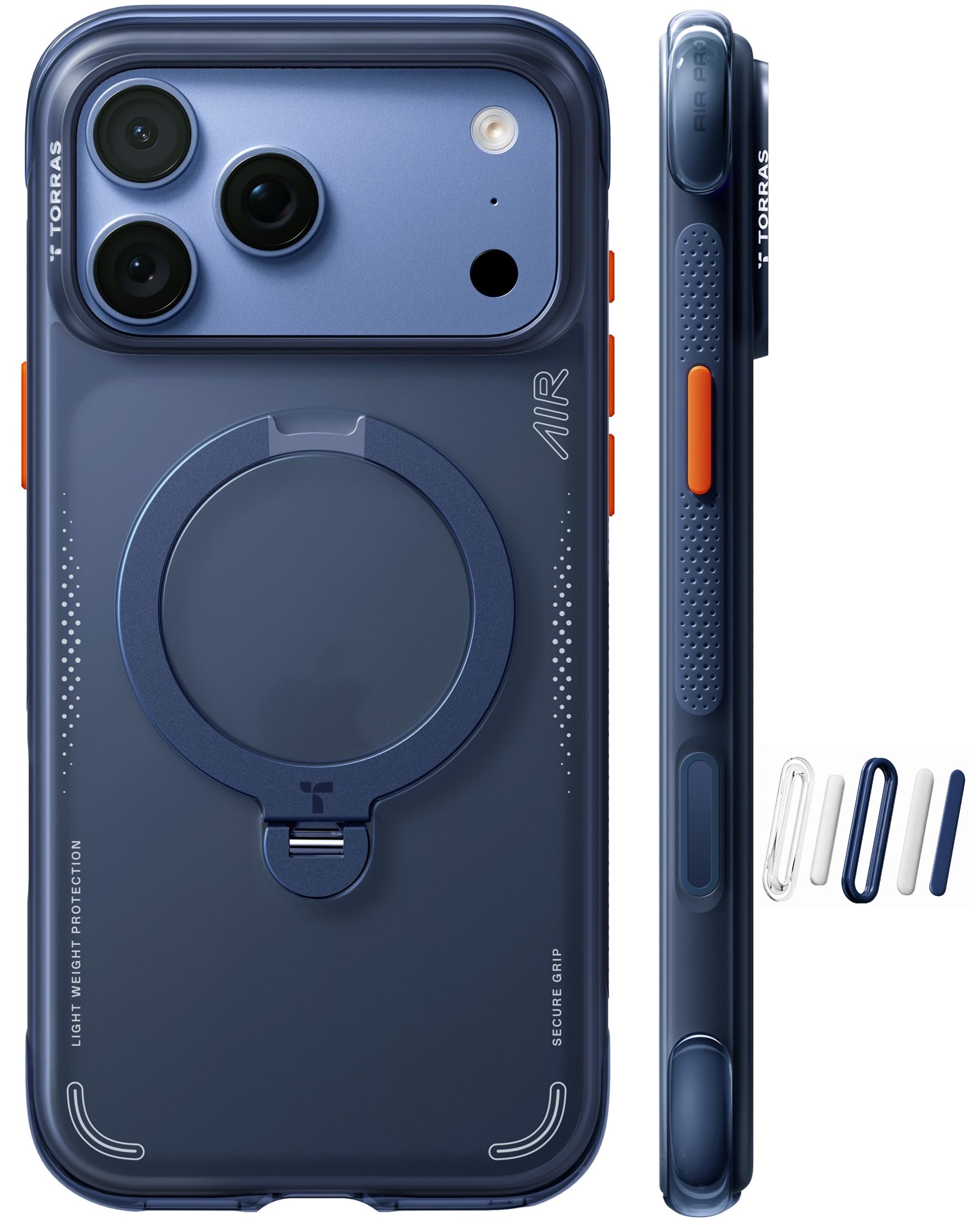 TORRAS Q3 Air for iPhone 18 Pro Max Case, 360 Magnetic Stand-Midnight Blue | AirPro Cushion, Fit for MagSafe, Heavy Duty Impact Protection, Camera Control Button, Tough Durable Phone Case, 6.9 inch