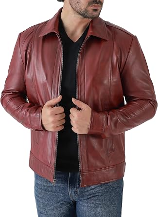 Jild Classic Shirt Collar Leather Jacket Men - John Wick Style Real Lambskin Mens Leather Jacket