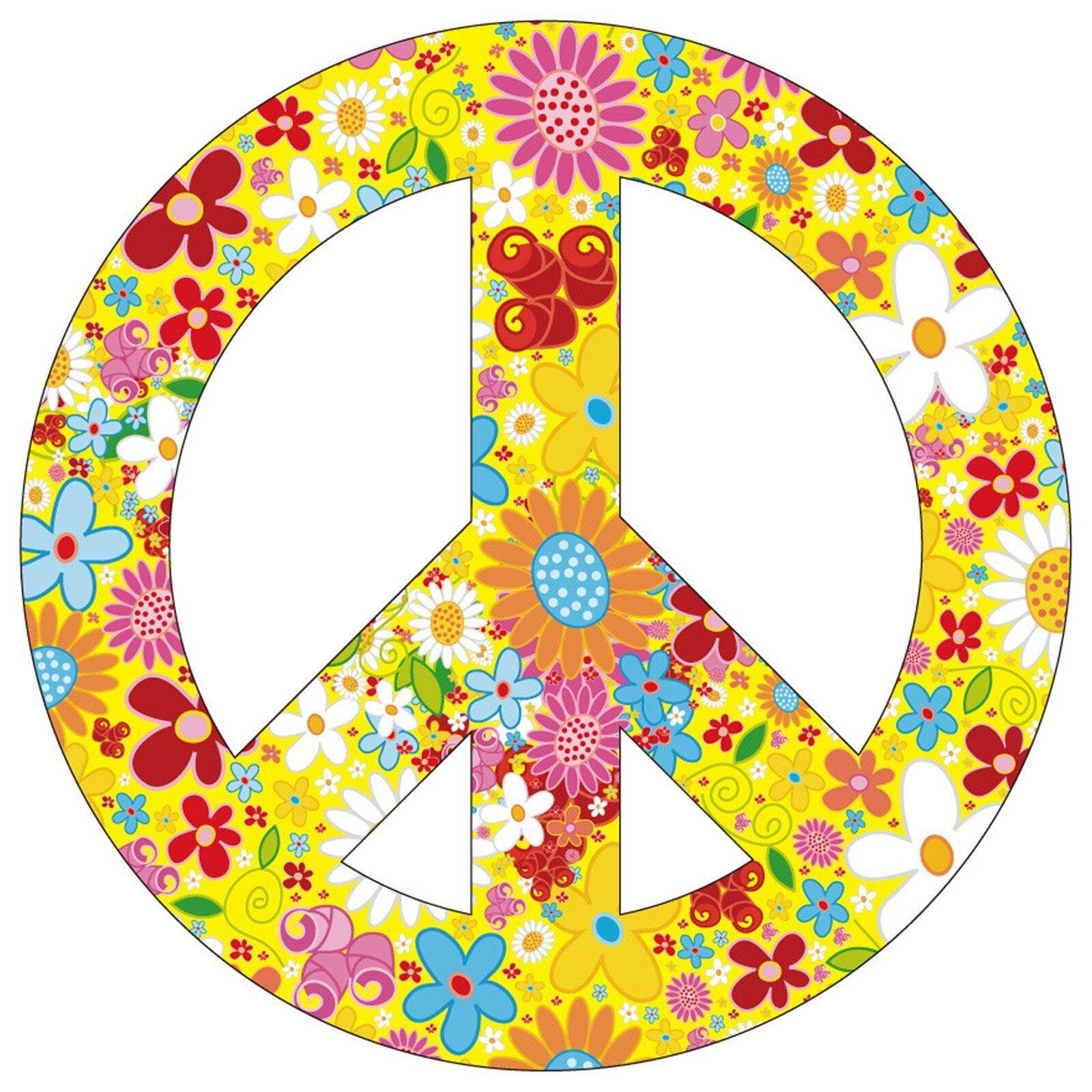 Bemvp Floral Peace Symbol Sticker Self-Adhesive Motorcycle Car Sticker Anti War Symbol Sticker for Car Laptop Decoration