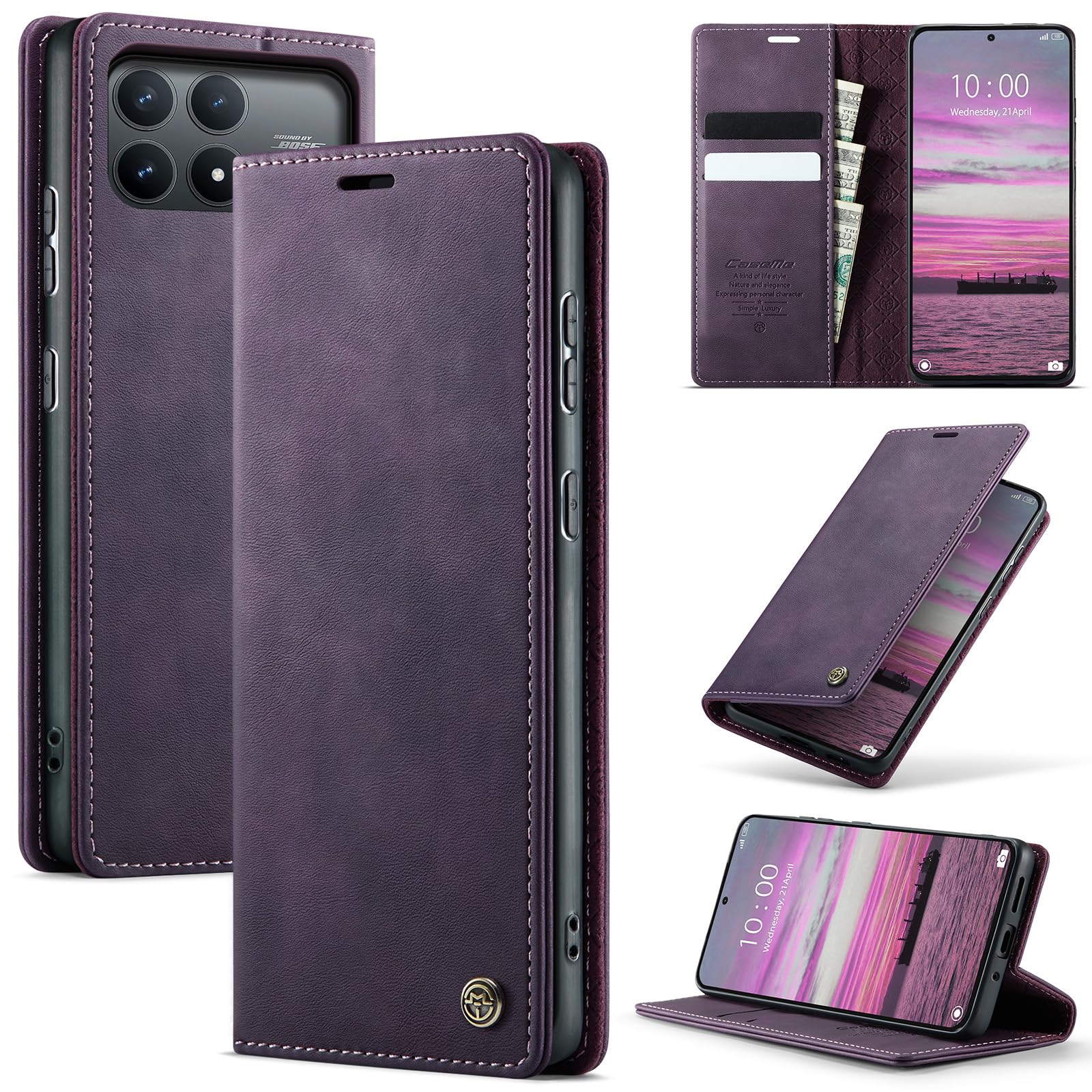 Lonjanfon Handyhülle, hülle klapphülle[Premium Hochwertig Lederhulle][RFID Blockierung][Ständer Funktion][Kartenfach] Schutzhulle Magnet Klappbar Flip Case Tasche
