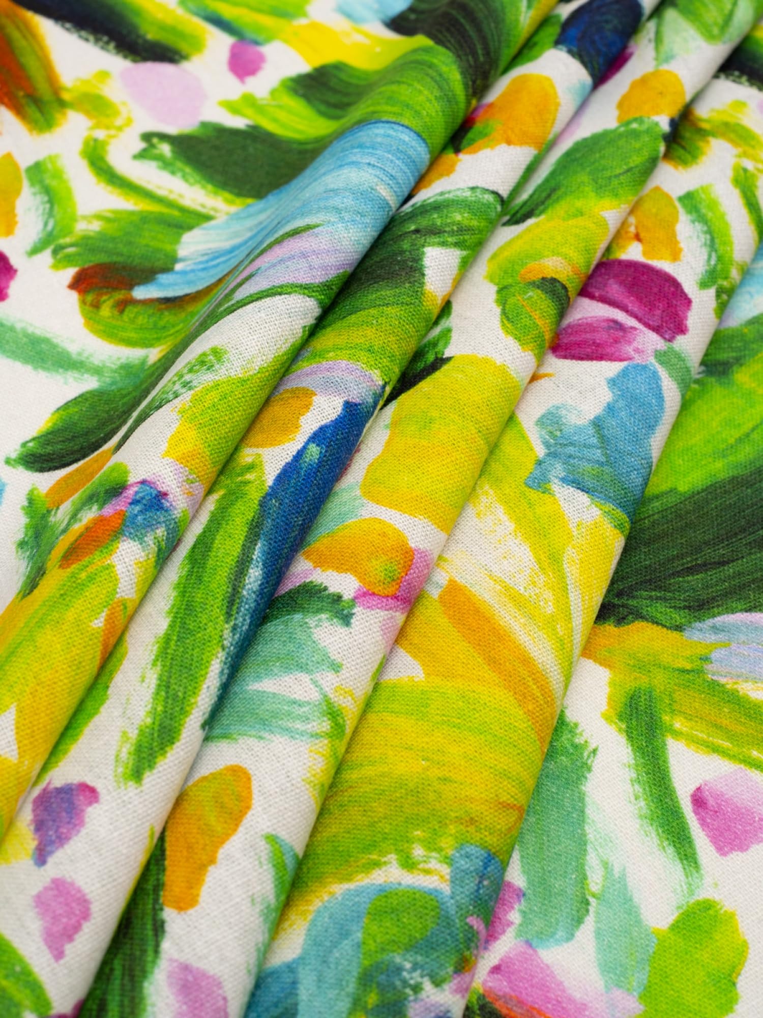 Minerva Exklusiver Brushstroke Blooms Leinen-Viskose-Mischgewebe, Meterware