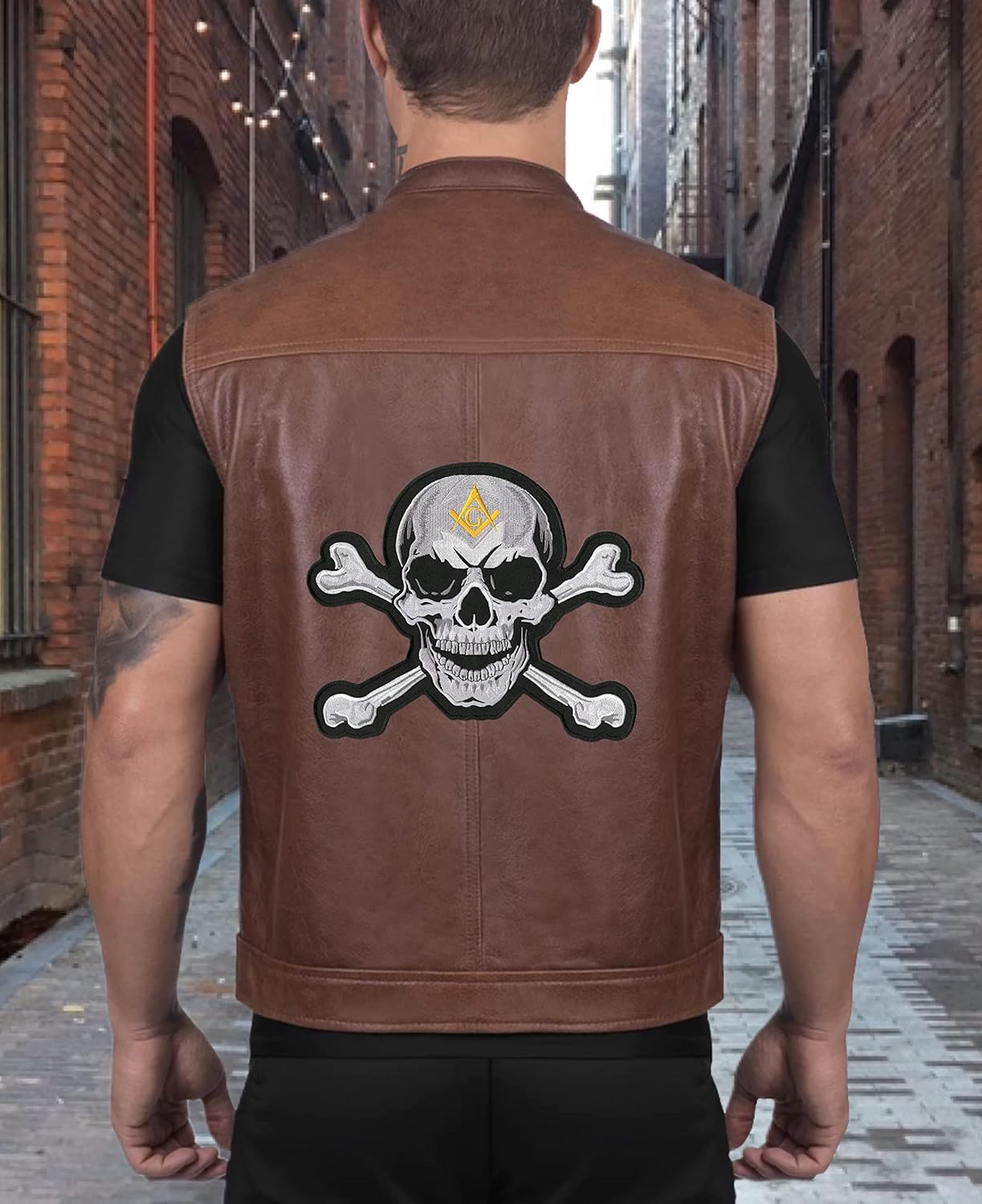 Masonic Skull & Crossbones 10.5" | Square and Compass Large Center Back Patch Embroidered Iron On - by Nixon Thread Co.