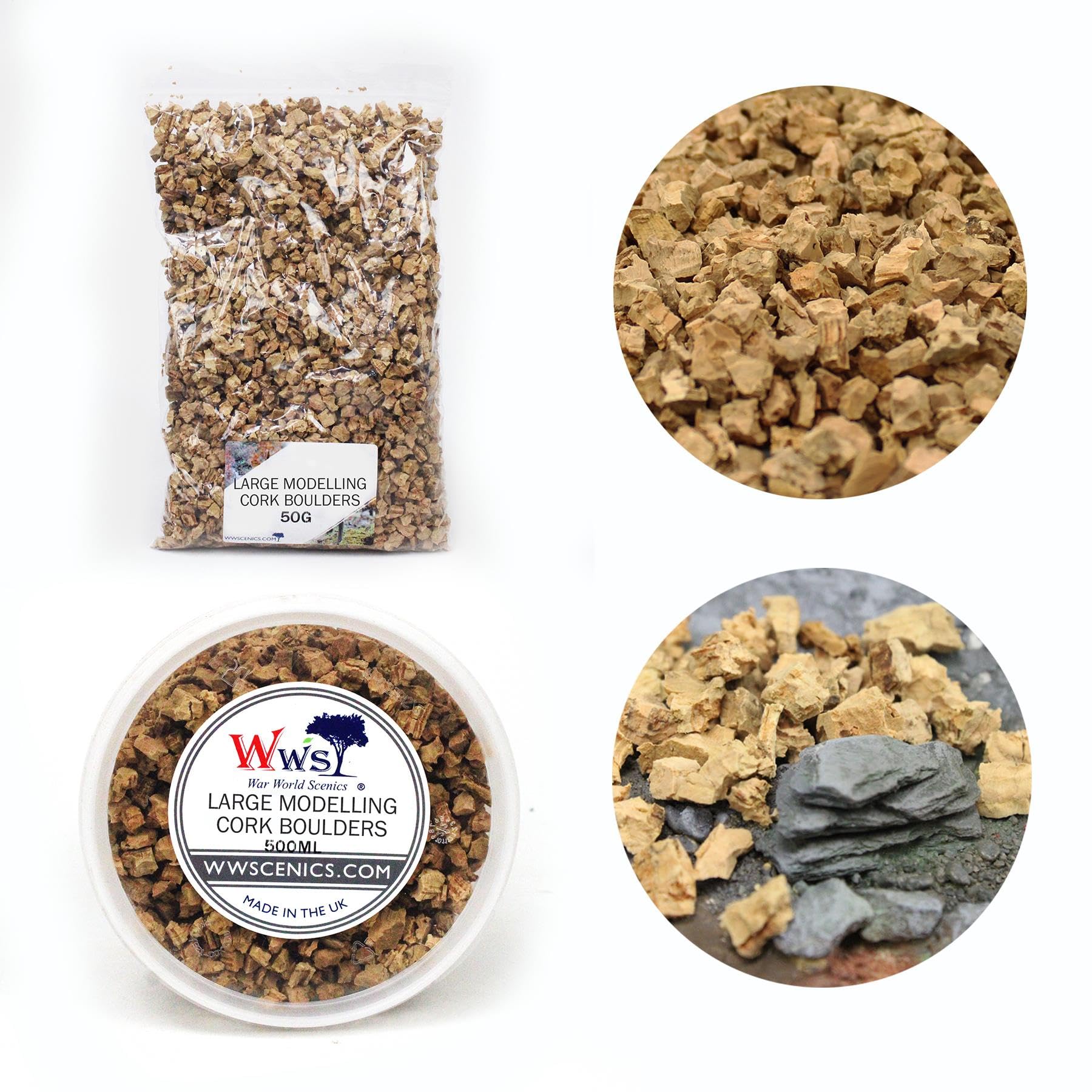 WWScenics Rocas Grandes de Corcho | Envase de 500ml | Modelismo Material Base Diorama