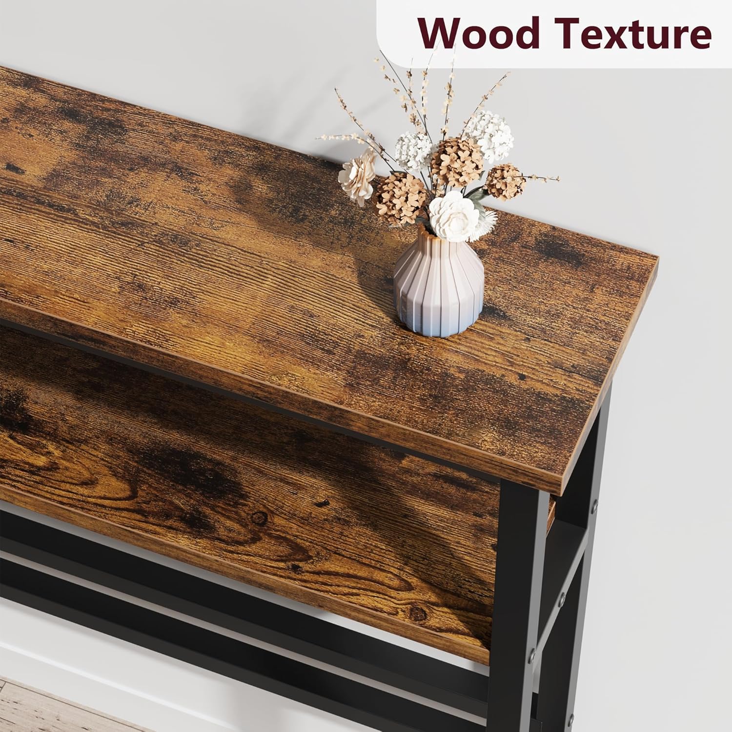 IDEALHOUSE 5.9" Narrow Sofa Table, 2 Tier Skinny Console Table with Adjustable Shelf, Slim Behind Couch Table for Living Room, Entryway, Hallway, Foyer - Rustic Brown