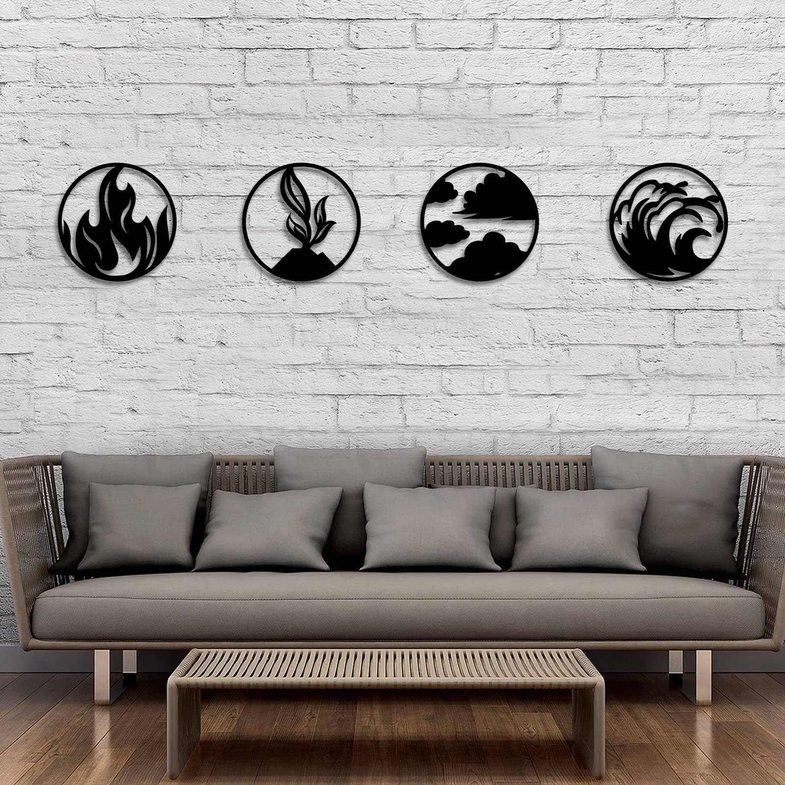 ORIGACH 4 Pieces Large Four Elements Minimalist Wood Wall ORIGACH 4 Pieces Large Four Elements Minimalist Wood Wall