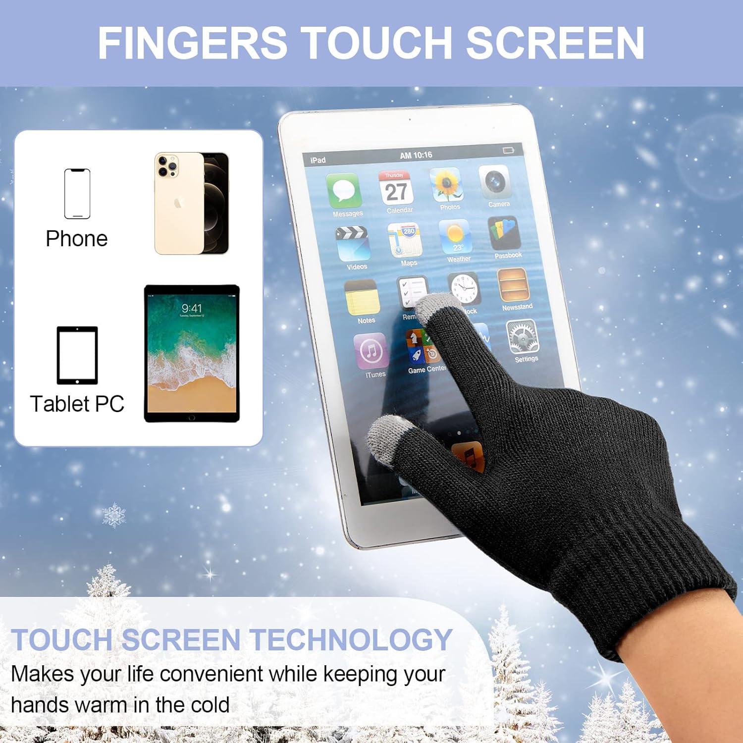 JaGely 9 Pcs Kids Winter Hat Glove Scarf Set Toddler Knit Beanie Cap Warm Neck Warmer Scarf Touchscreen Glove for 5-14 Years - Image 4