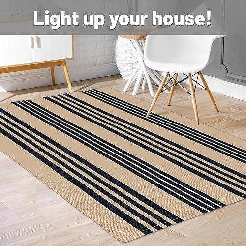 Miniatura 221 de IOHOUZE - Tapete a cuadros estilo búfalo de 5 x 8 pies para interiores y exteriores, lavable, para sala, tapete de bienvenida primavera-verano