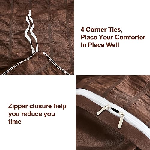 Miniatura 4 de AveLom Juego de funda de edredón de sirsaca tamaño Queen (90 x 90 pulgadas), 3 piezas (1 funda de edredón, 2 fundas de almohada), microfibra lavada