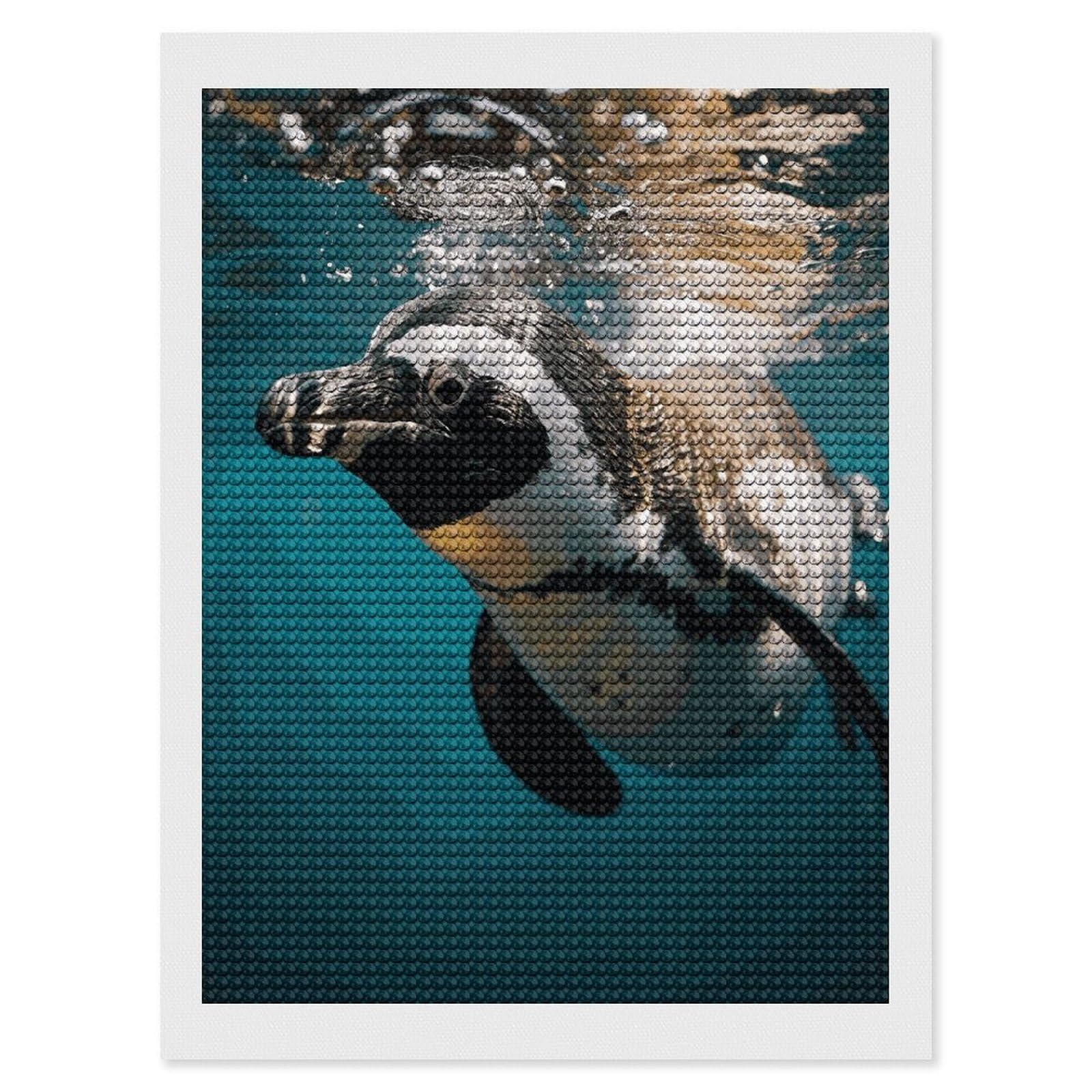 JTREHY Penguin Swimming in The Ocean Diamond Art Kits Personalized DIY Round Diamond Painting Kits for Beginner Full Drill Diamonds Dots Paintings for Adults Gem Art Crafts Home Decor