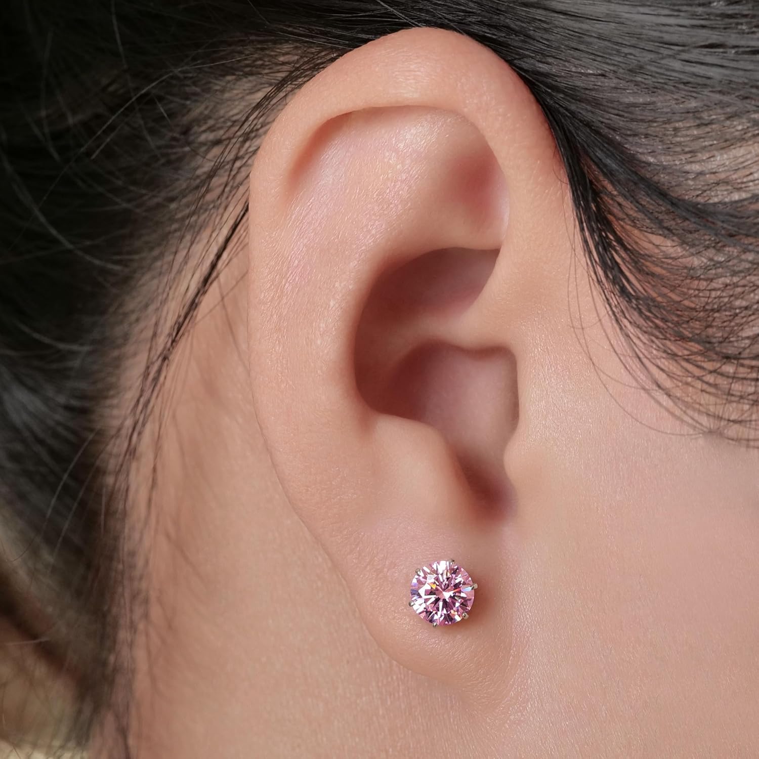 limerencia Titanium Earrings Hypoallergenic F136 Implant Grade Studs Round Cubic Zirconia 6 Prong Stud Earring for Women Men Sensitive Ears - Image 2