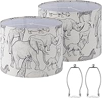 Vista 9 de Juego de 2 pantallas medianas para lámparas de mesa/de pie, pantallas de tambor de tela altas y medianas, 13" superior x 11" inferior x 10