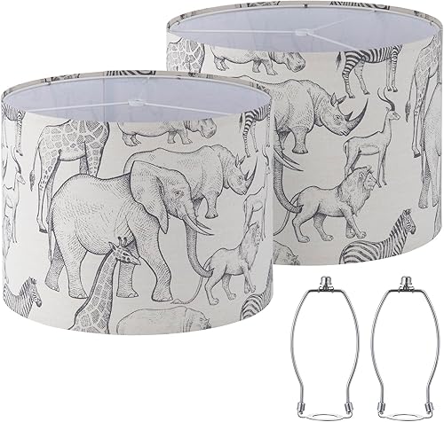 Miniatura 45 de Juego de 2 pantallas marrones, lámparas de mesa y pie de tela mediana, parte superior de 13 pulgadas x 11 pulgadas inferior x 10 pulgadas de alto