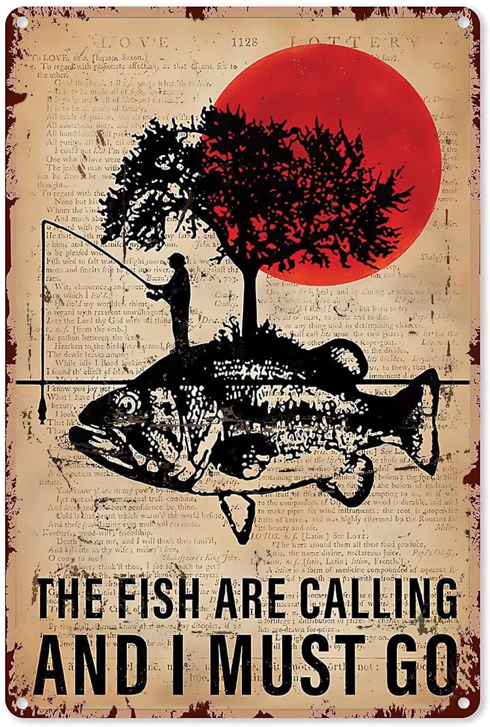 Tin Sign Fishing Enthusiast Vintage Retro Collectible tin Sign Wall Decoration Poster Home bar Restaurant Garage Cafe Art Metal Sign Gift 12x16 Inch
