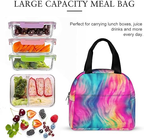 Miniatura 4 de LUCYSMARSHOP - Lonchera pequeña con teñido anudado para niños grandes, lonchera para niñas, adolescentes y niñas, lonchera para llevar a la escuela,