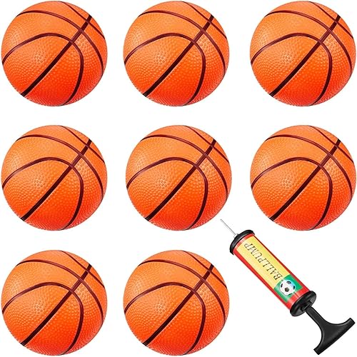 Mini aro de baloncesto de 8 piezas con bomba de inflado para playa, piscina, deportes, juegos, suministros de fiesta (naranja, 4 pulgadas)