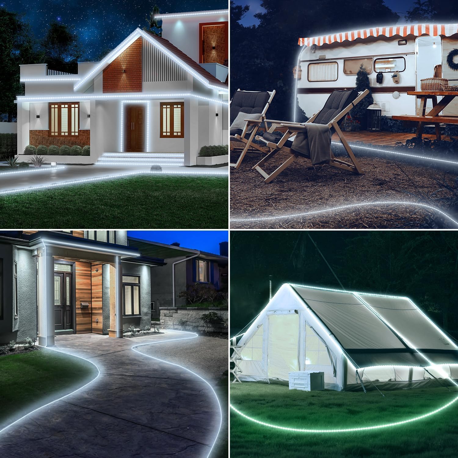 20 m 800 LED manguera exterior (diámetro: 5,5 mm), cadena de luz exterior conectable, luz blanca fría LED manguera de luz con mando a distancia, 8 modos de luz, funciona con corriente para jardín