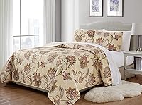 Vista 1 de MK Home Colcha acolchada extra larga de 2 piezas para cama individual/individual, estampado floral, beige, rojo, azul, gris pardo, talla extra