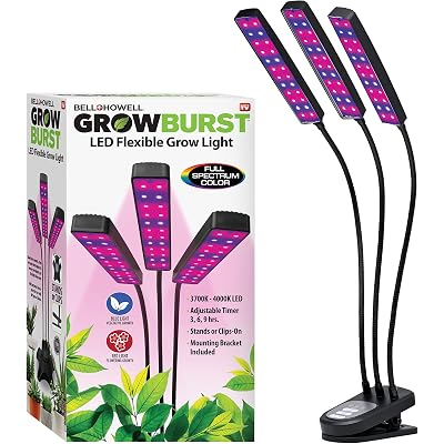 Bell+Howell Growburst 24” Indoor Plant Growing Lamp with 8 Brightness Settings, 3 Light Modes Including Full Spectrum UV Light As Seen On TV