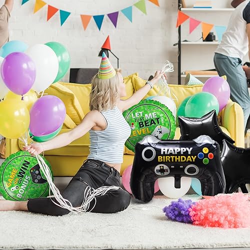 Miniatura 6 de 5 piezas de decoración de fiesta de videojuegos, globos de cumpleaños de nivel, globos de aluminio de videojuegos para juegos en suministros de