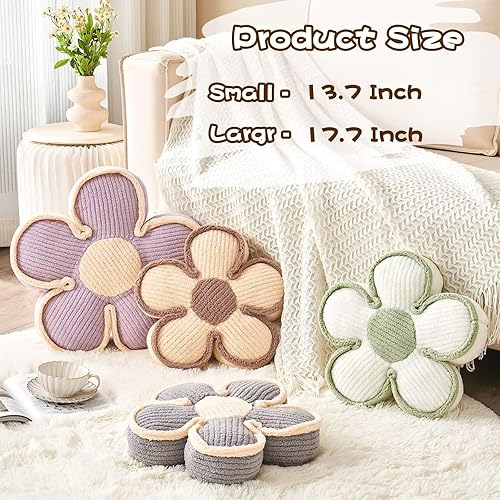 Miniatura 3 de Kcvvcr Almohada de flores, cojín suave en forma de flor, cojín decorativo de flores, bonito cojín de asiento de flores, almohadas de felpa para