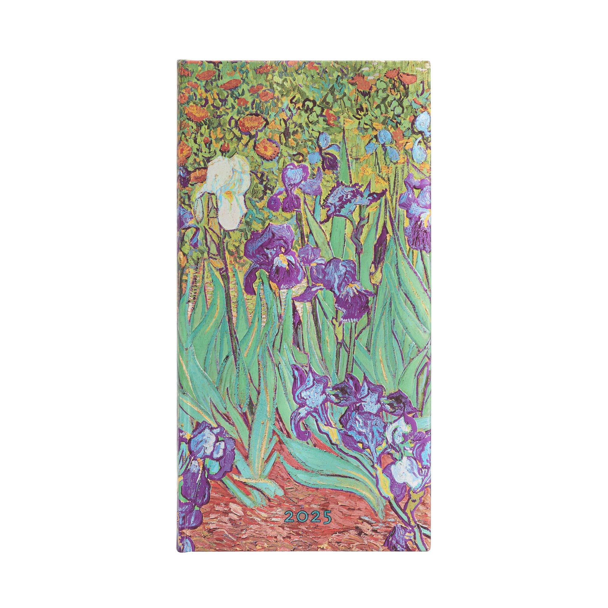 12-Monatskalender 2025 Van Goghs Schwertlilien, Schlank, Verso