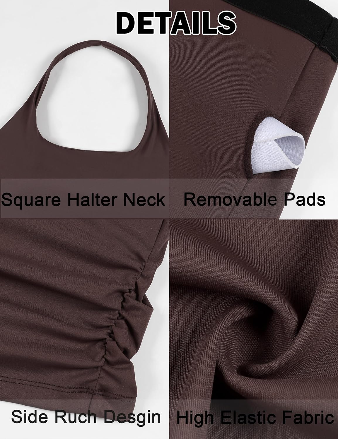 BMJL Womens Halter Built in Bra Workout Sports Tank Tops Buttery Longline Stappy Gym Crop Tops - Image 7