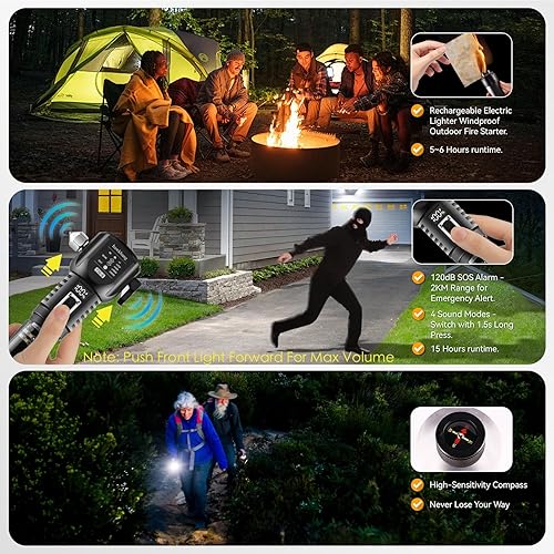 Miniatura 7 de Linterna de martillo de seguridad para automóvil 18 en 1 con encendedor eléctrico, cortador de cinturón de seguridad, herramienta de banco de