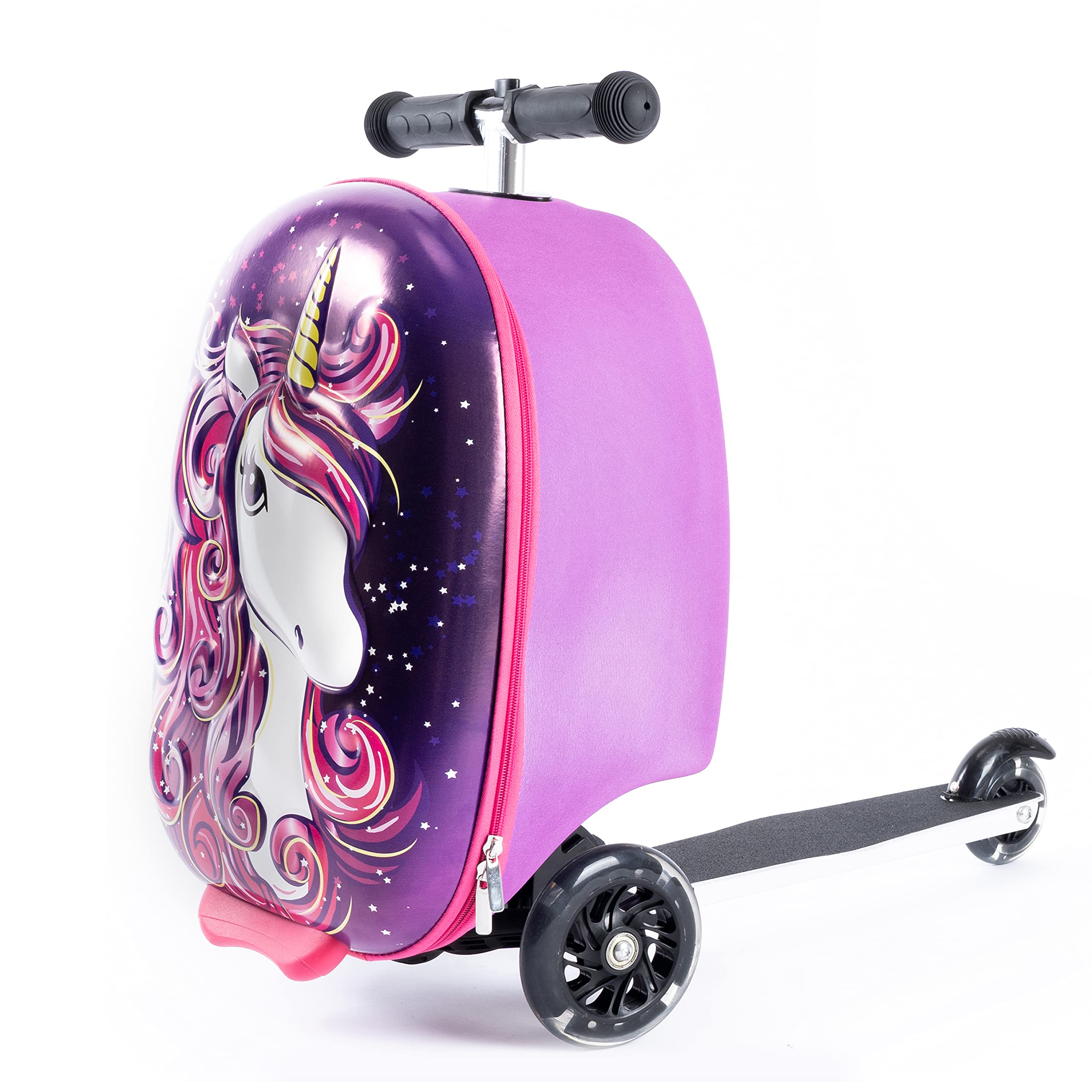 Kiddietotes 3D Hardshell Ride On Suitcase Scooter for Kids Cute