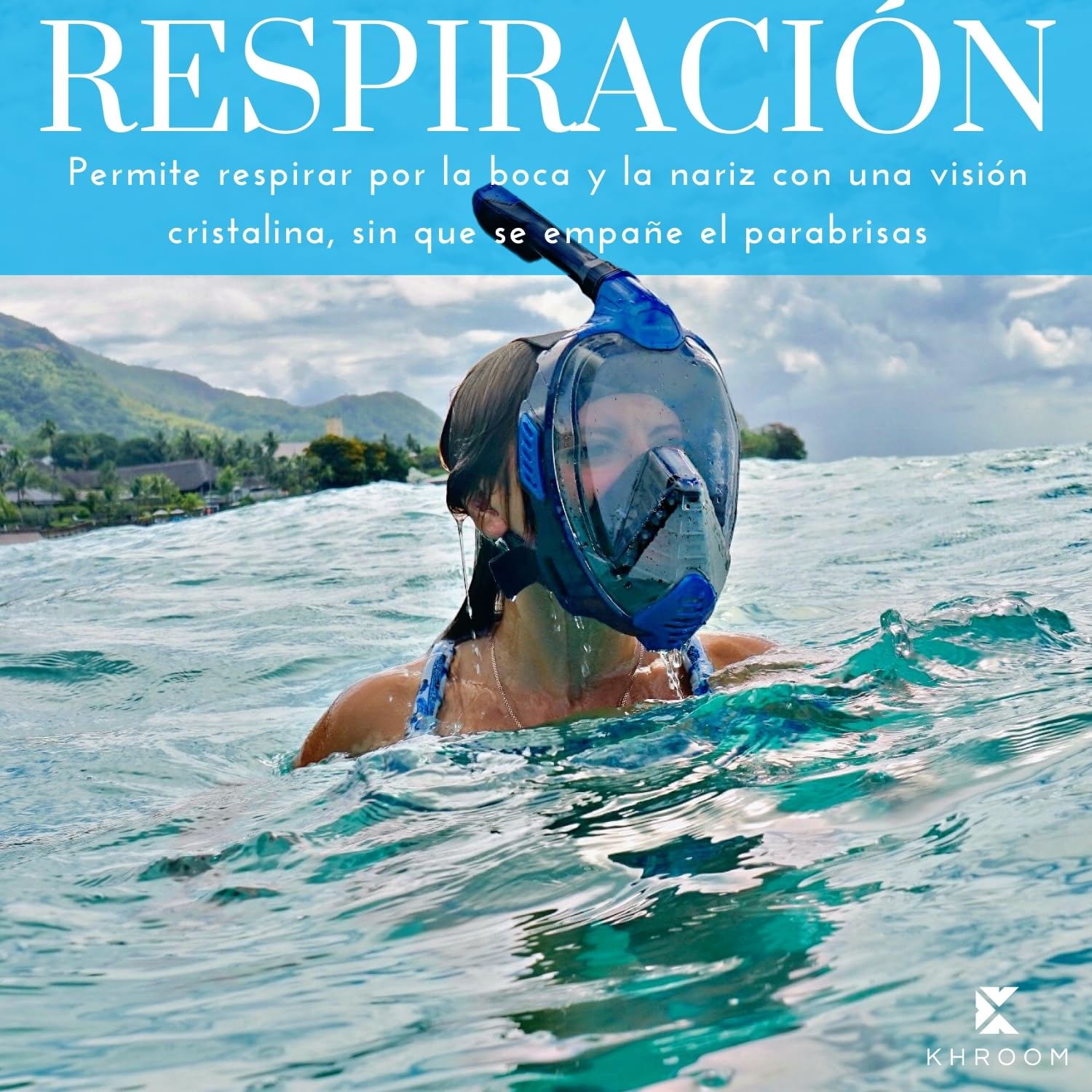 Khroom Máscara de esnórquel para adultos y niños de DEKRA con certificado de seguridad de CO2, máscara completa Seaview X, máscara de buceo, equipo de snorkel, alternativa (L/XL, turquesa)