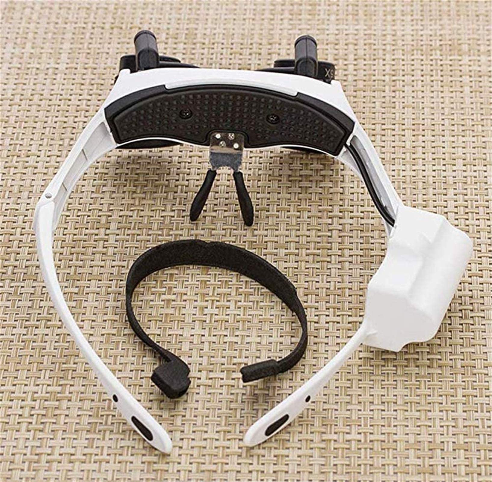 Kopfbandlupe, Handlupe mit LED-Beleuchtung, Kopfbandlupe mit LED-Beleuchtung, Freisprech-Lesebrille, Juwelierlupe, Uhrenlupe mit 4 austauschbaren Linsen