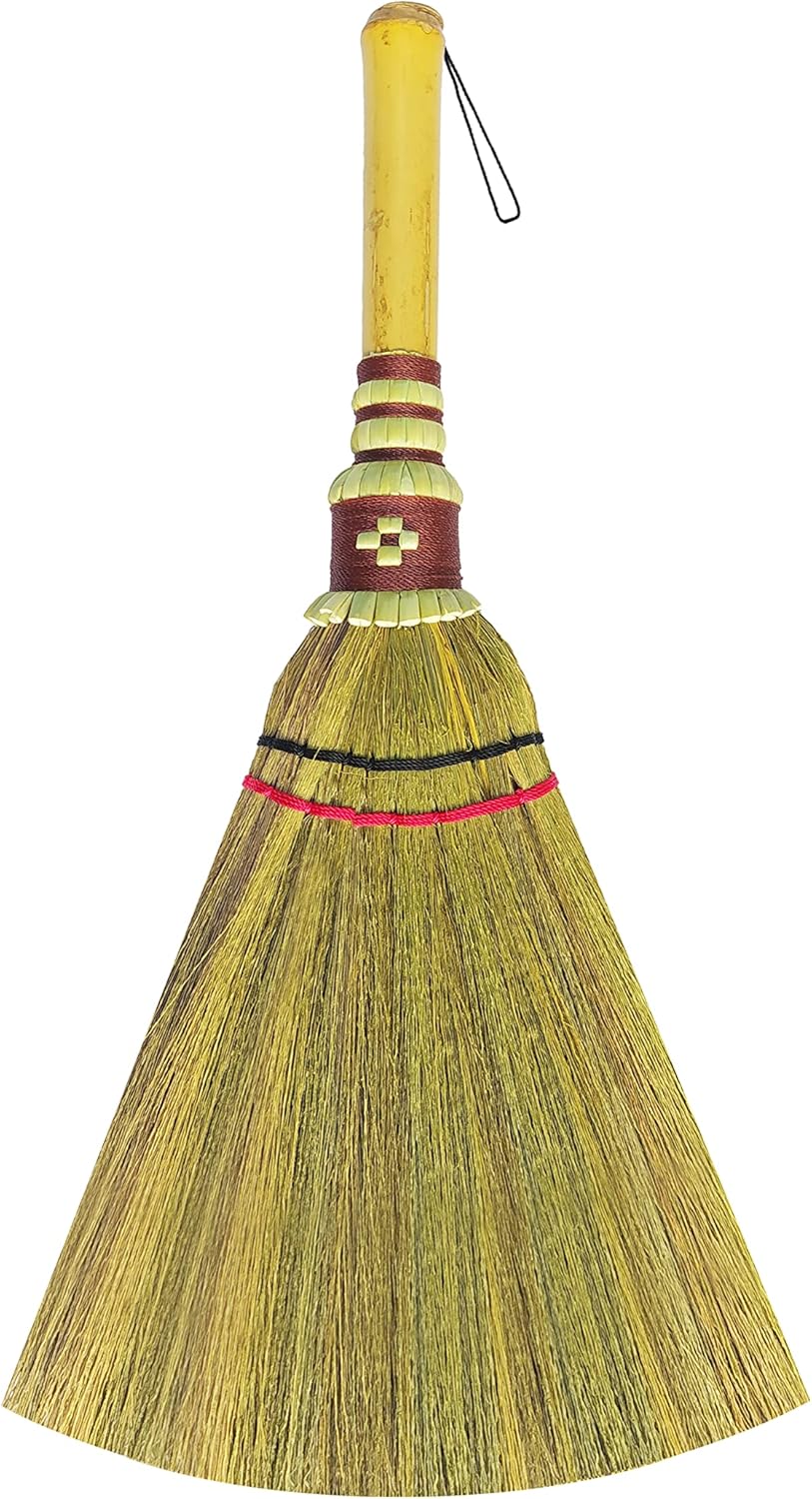 AW BROOMS Handmade,Natural Grass Asian, Whisk Broom Thai, Handle Bamboo, Length 13.5 inch x Wide 9 inch, (AW044) : Health & Household