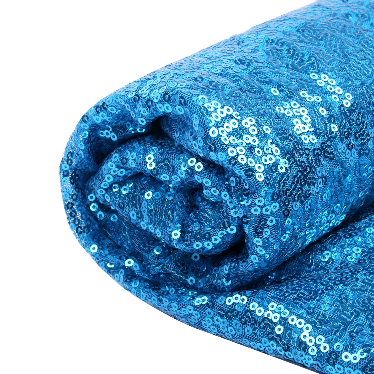 YIEMI Himmelblauer Paillettenstoff als Meterware Glitzernder