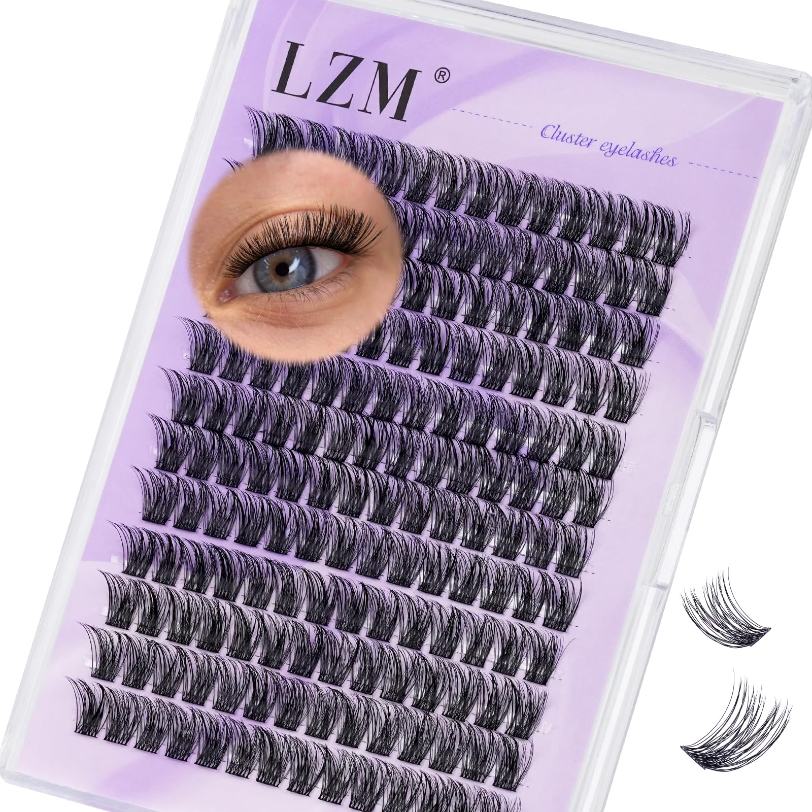 LZM Wimpern Extensions Cluster Lashes - D Curl Wimpern Einzeln 12mm Lash Clusters Extensions Natürlich 168pcs Einzelne Dünnes Band Cluster Lashes Natürlich (SNR013-D-12mm)