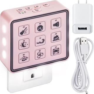 Calm Me Sound Machine – Relaxing Sleep Therapy Sound Machine for Adults & Baby w/ 9 Natural Sound Settings, Auto Timer, Night Light, Headphone Jack & USB Power Cord – Portable Size for Home & Travel (pink)