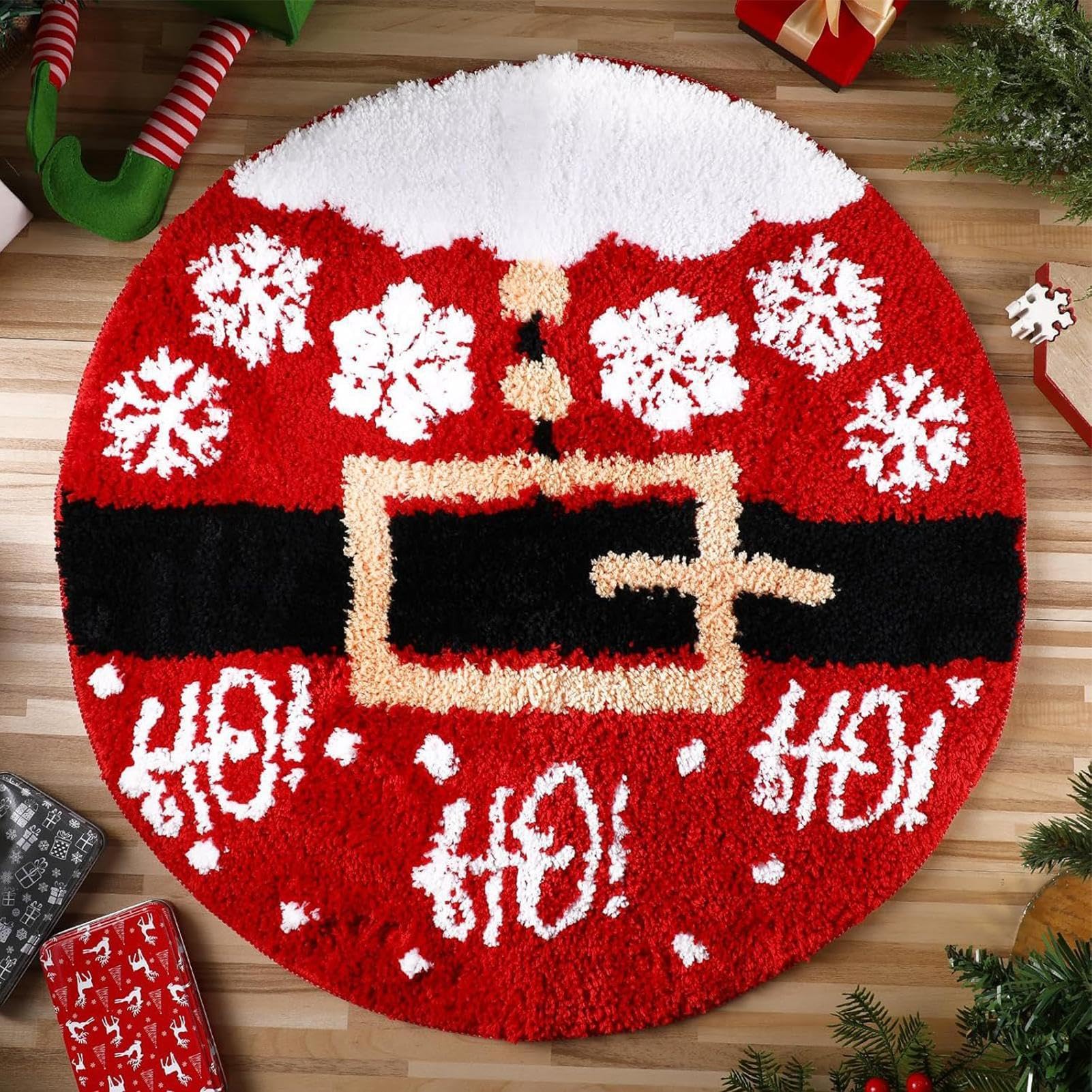 Loussiesd Cartoon Kerstman Shaggy absorberende vloermat rode kerst antislip badmat vrolijk kerstfeest badtapijten voor kerstdag bad vloer indoor deurmat 40 x 60 cm