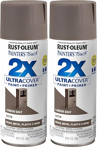 Rust-Oleum 249857 Painter's Touch 2X Ultra Cover - Pintura en aerosol de 12 onzas, gris Londres satinado (paquete de 2) disponible en Yaxa Colombia