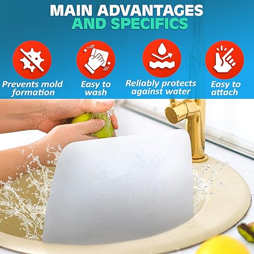Miniatura 4 de Juego de 3 ventosas de protección contra salpicaduras para fregadero de 9.7 x 11 pulgadas, duradero y fácil de limpiar, accesorios de lavado de