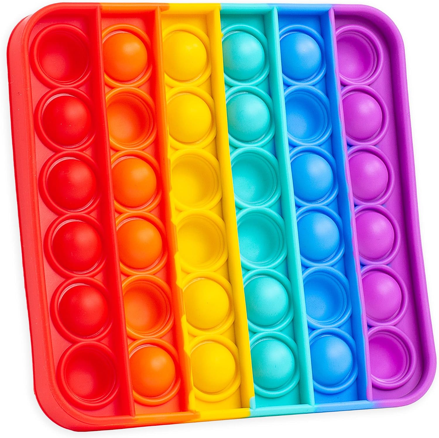 Sensory Builder: Push Pop Bubble Fidget Sensory Toy for Anxiety, Autism, ADD and ADHU, popit Special Needs Stress Reliever- Rainbow Square, Multi